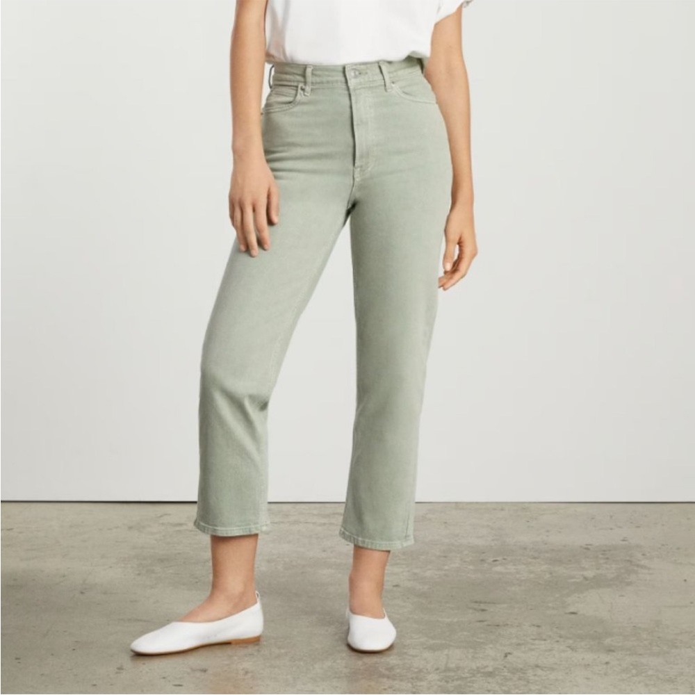 Everlane Sage Green Cropped Straight Jeans